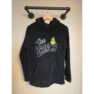 Dr. Seuss Grinch plush oversized junior pullover black hoodie size XL